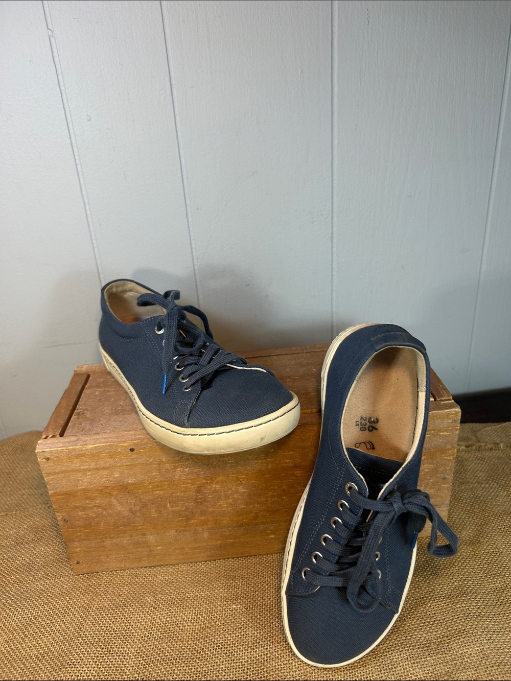 Birkenstock Navy Canvas Low-Top Sneakers - Picture 5 of 7